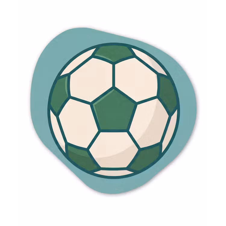 Organisch schilderij glas - Voetbal - Geometrisch - Sport - Illustratie - Blauwgroen — 1
