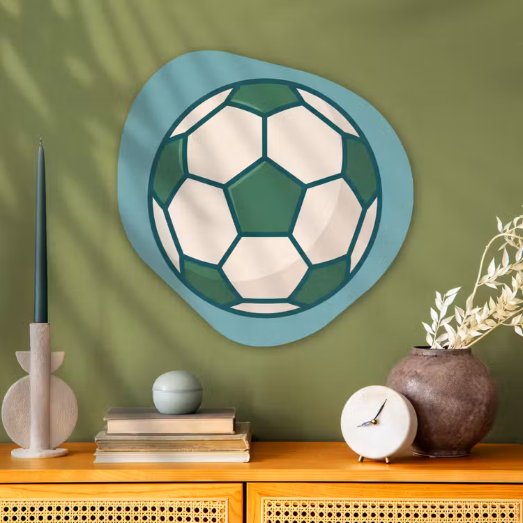 Organisch schilderij glas - Voetbal - Geometrisch - Sport - Illustratie - Blauwgroen — 2