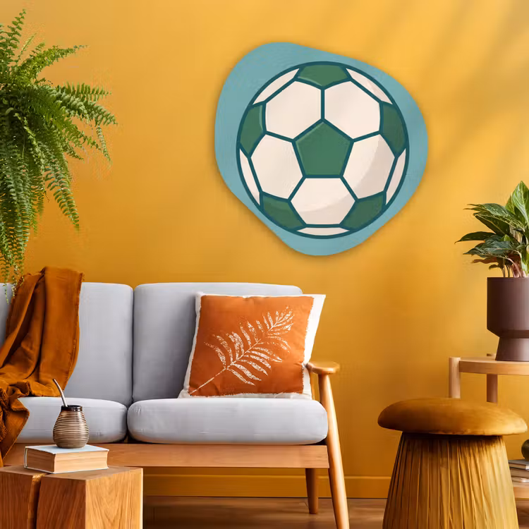 Organisch schilderij glas - Voetbal - Geometrisch - Sport - Illustratie - Blauwgroen — 3