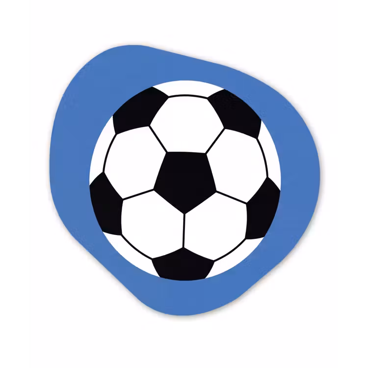 Organisch schilderij glas - Voetbal - Zwart-wit - Sport - Illustratie - Blauw — 1