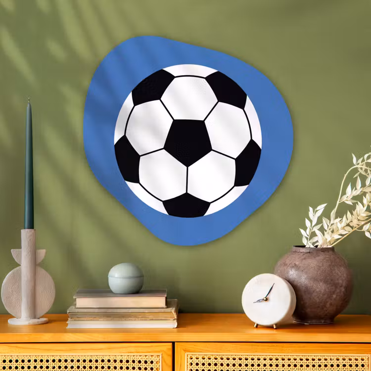 Organisch schilderij glas - Voetbal - Zwart-wit - Sport - Illustratie - Blauw — 2
