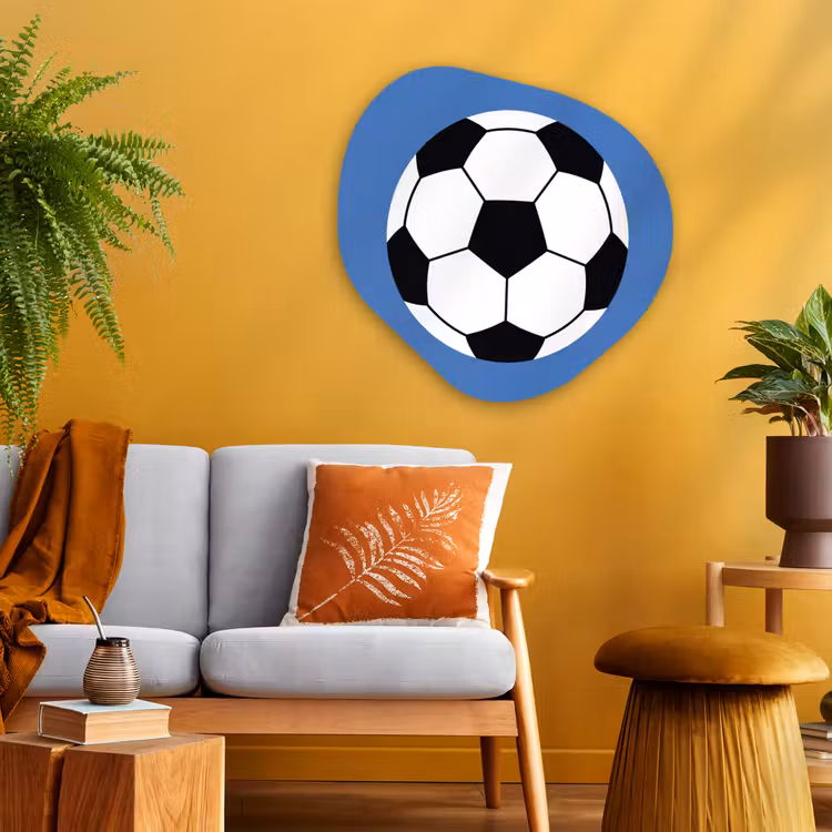 Organisch schilderij glas - Voetbal - Zwart-wit - Sport - Illustratie - Blauw — 3