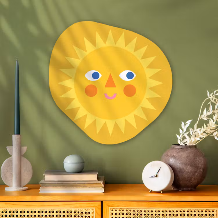 Organisch schilderij glas - Zon - Gezicht - Zomer - Illustratie - Geel — 2
