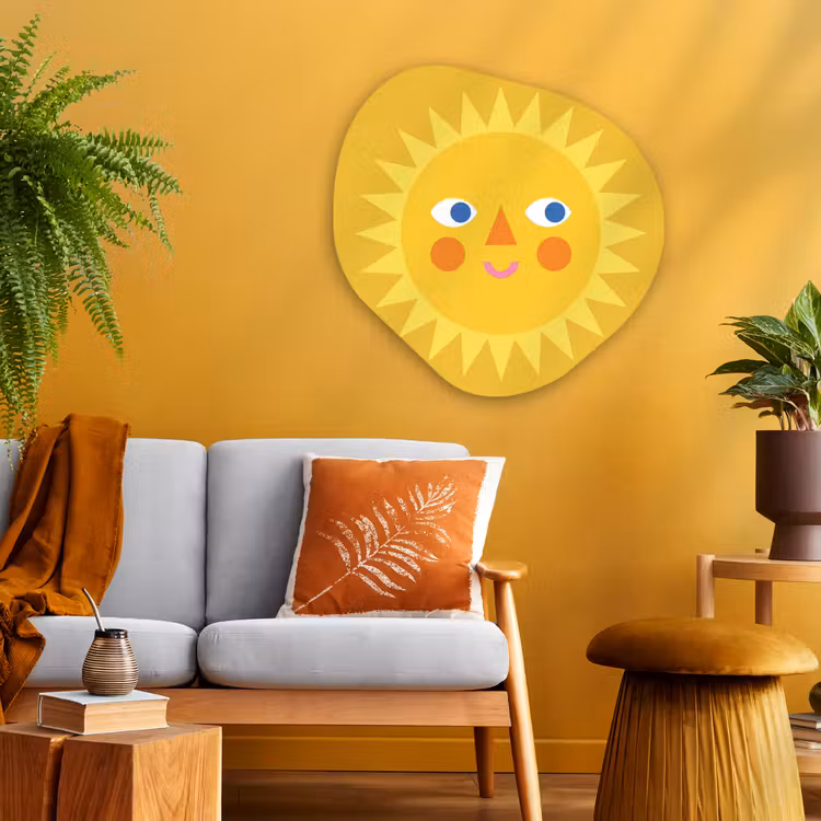 Organisch schilderij glas - Zon - Gezicht - Zomer - Illustratie - Geel — 3