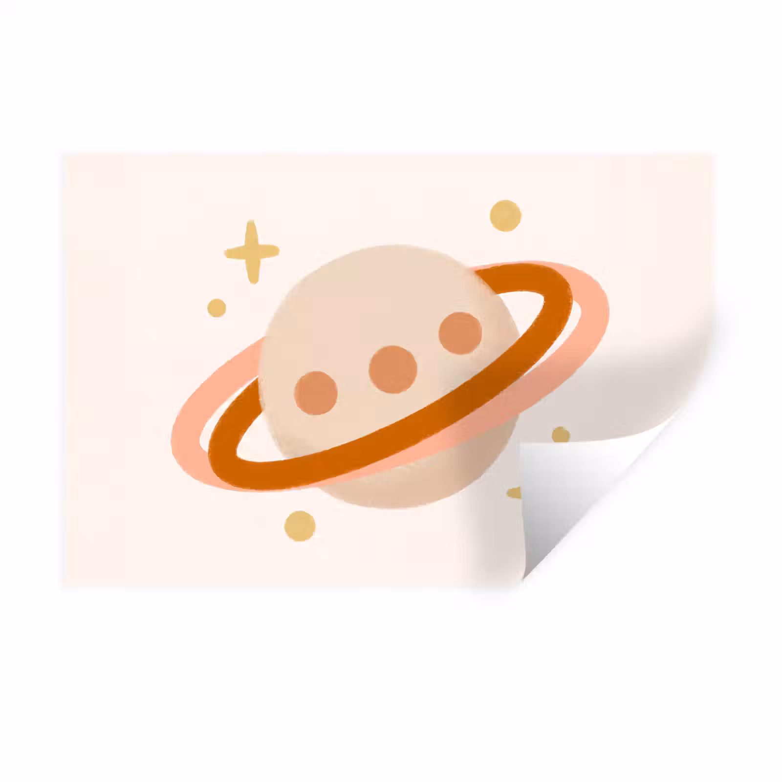 Muursticker - Planeet - Ringen - Ruimte - Illustratie - Beige — 1