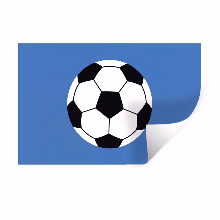 Muursticker - Voetbal - Zwart-wit - Sport - Illustratie - Blauw — 1