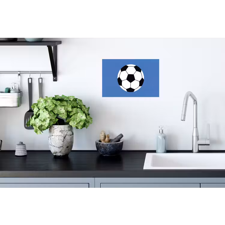Muursticker - Voetbal - Zwart-wit - Sport - Illustratie - Blauw — 2
