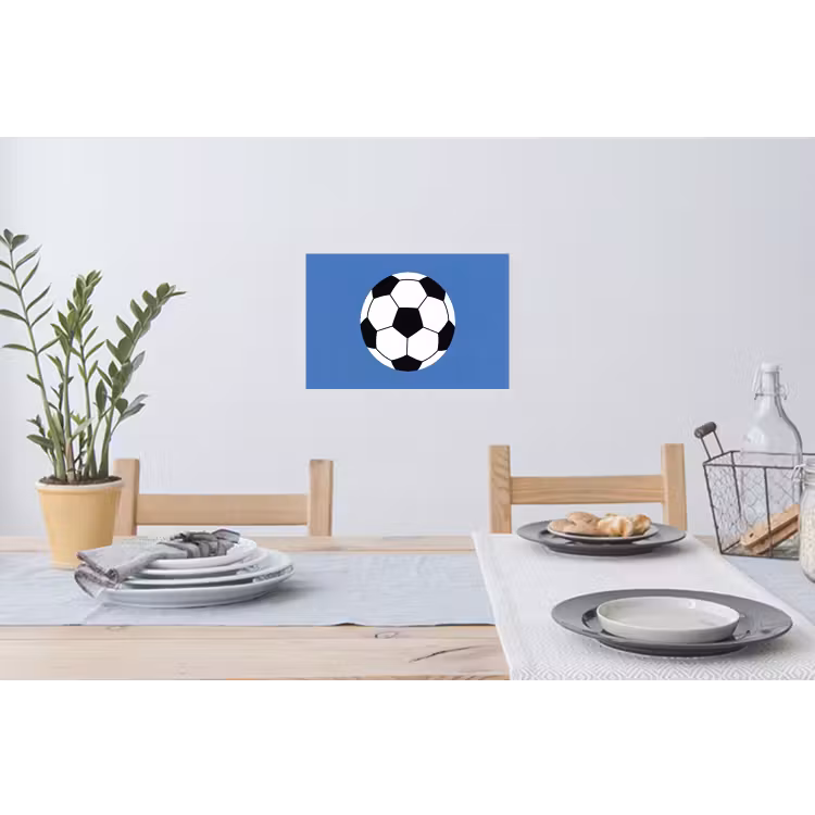 Muursticker - Voetbal - Zwart-wit - Sport - Illustratie - Blauw — 3