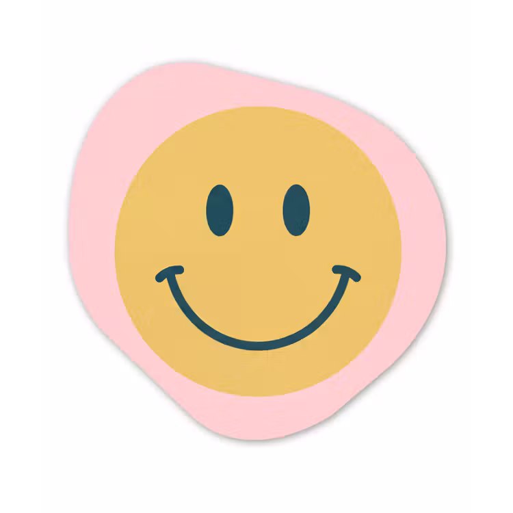 Organisch schilderij aluminium - Smiley - Geel - Roze - Symbool - Minimalistisch — 1