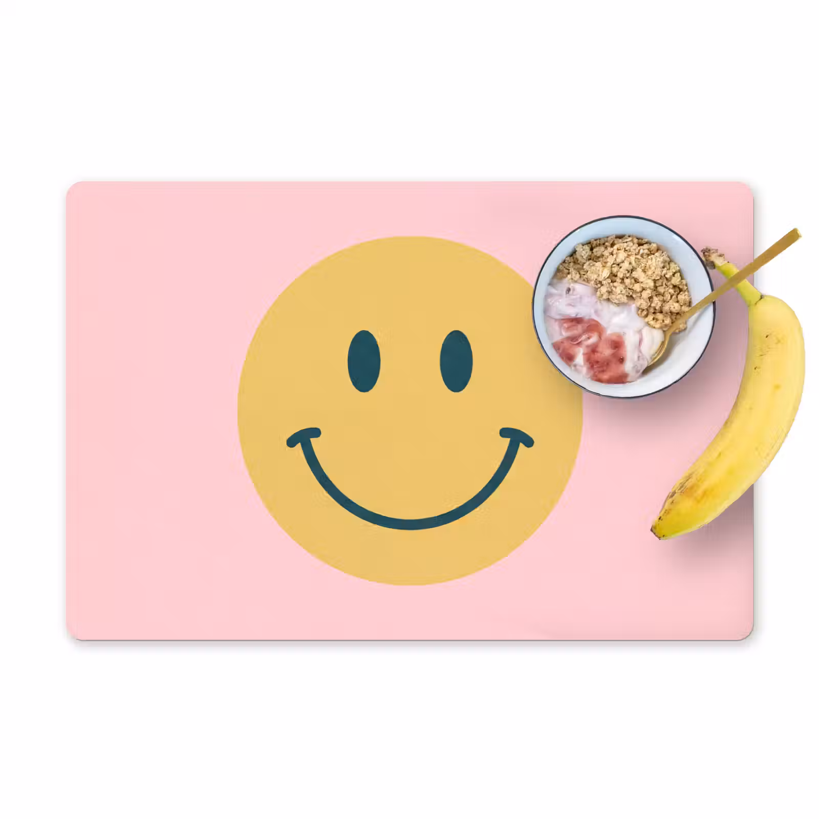 Placemat - 6 stuks - Smiley - Geel - Roze - Symbool - Minimalistisch — 1