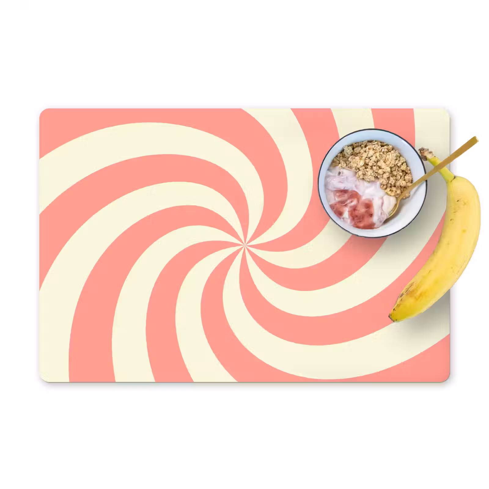 Placemat - 6 stuks - Spiraal - Patroon - Abstract - Roze - Beige — 1