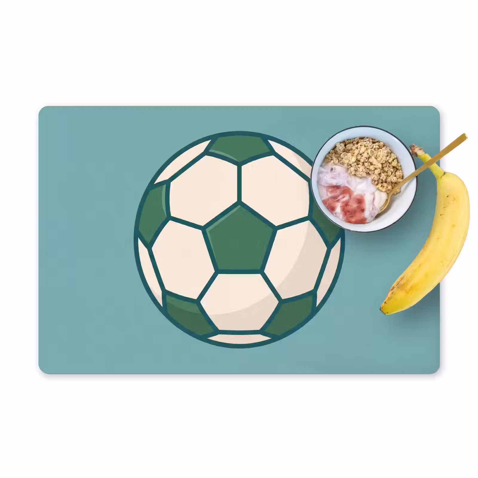 Placemat - 6 stuks - Voetbal - Geometrisch - Sport - Illustratie - Blauwgroen — 1