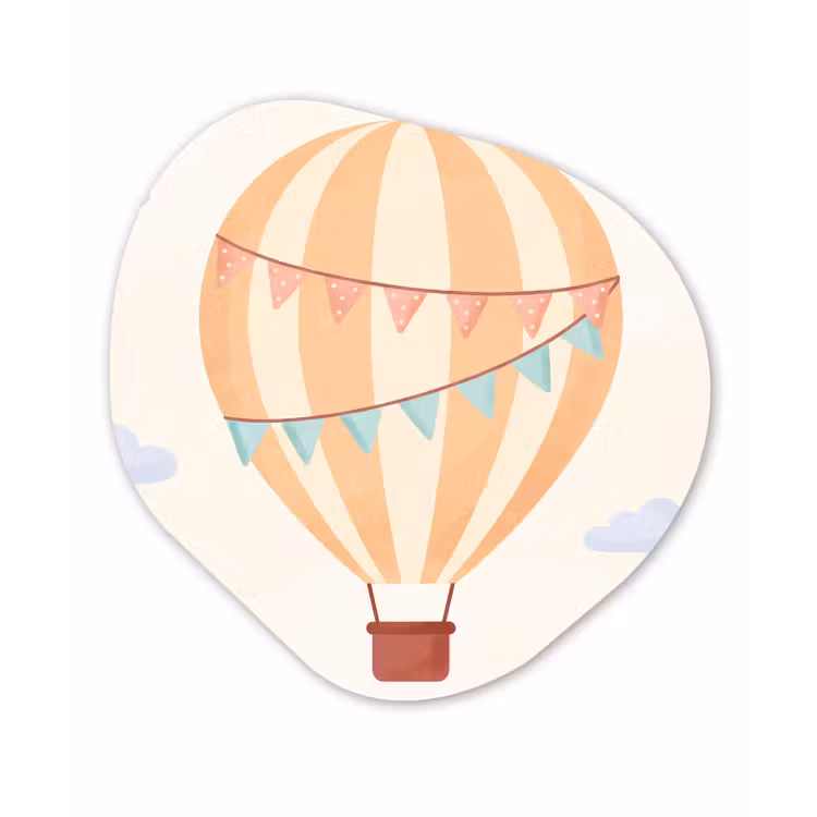 Organisch schilderij forex - Luchtballon - Wolken - Illustratie - Zacht - Kinderkamer — 1
