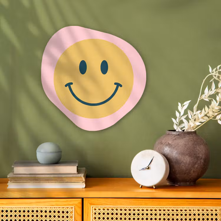 Organisch schilderij forex - Smiley - Geel - Roze - Symbool - Minimalistisch — 2