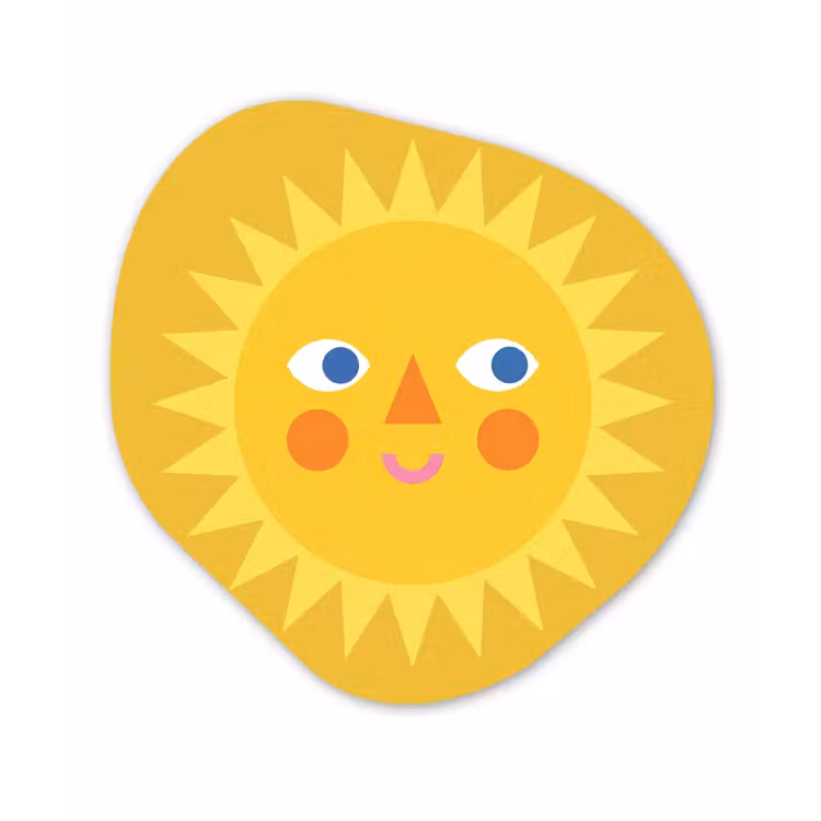 Organisch schilderij forex - Zon - Gezicht - Zomer - Illustratie - Geel — 1
