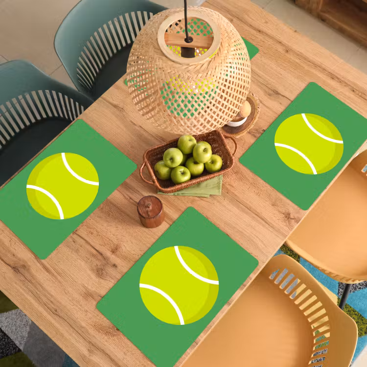Placemat - 6 stuks - Bal - Geel - Sport - Groen - Illustratie — 6