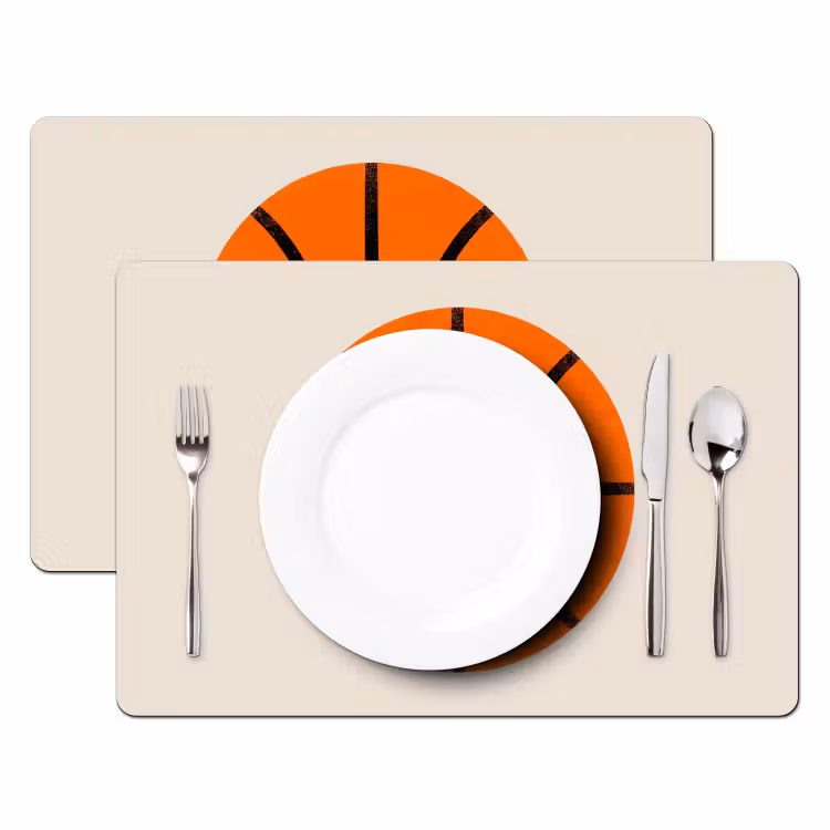 Placemat - 6 stuks - Basketbal - Bal - Sport - Illustratie - Oranje — 2