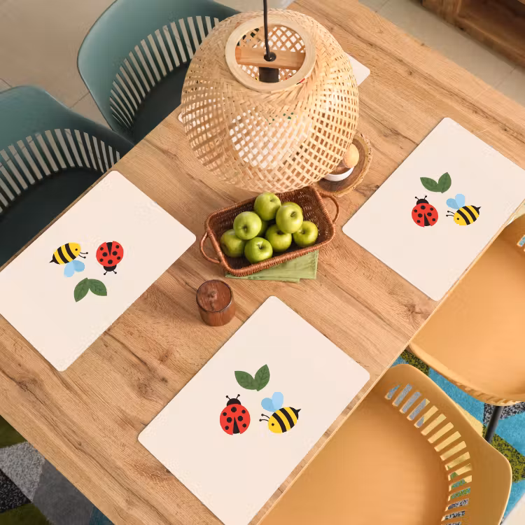 Placemat - 6 stuks - Insect - Blad - Natuur - Speels - Illustratie — 6