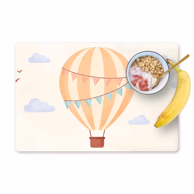Placemat - 6 stuks - Luchtballon - Wolken - Illustratie - Zacht - Kinderkamer — 1