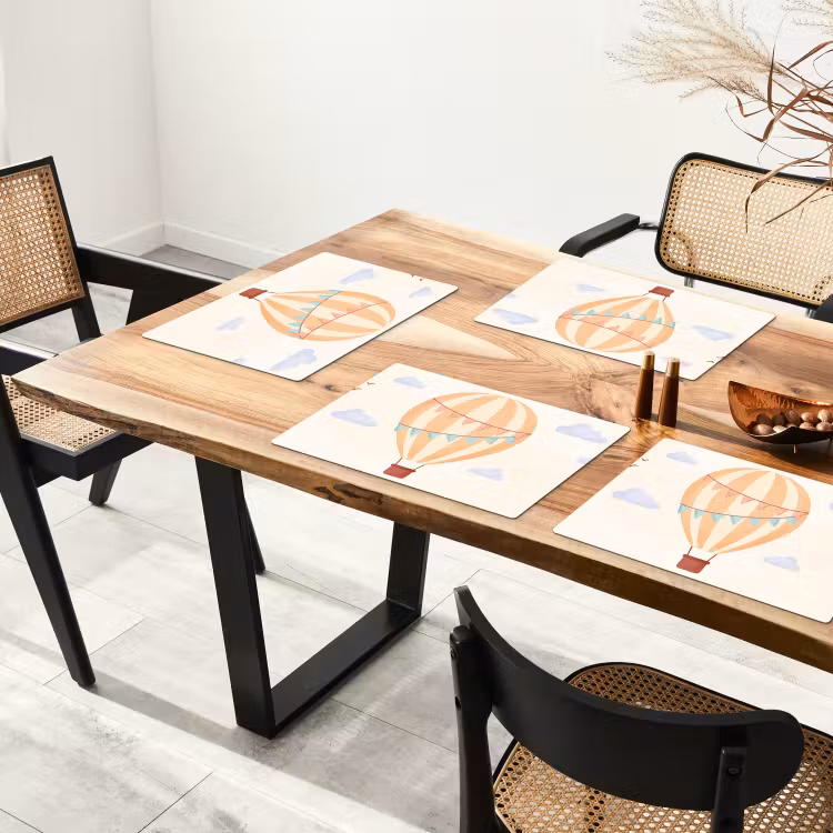 Placemat - 6 stuks - Luchtballon - Wolken - Illustratie - Zacht - Kinderkamer — 5