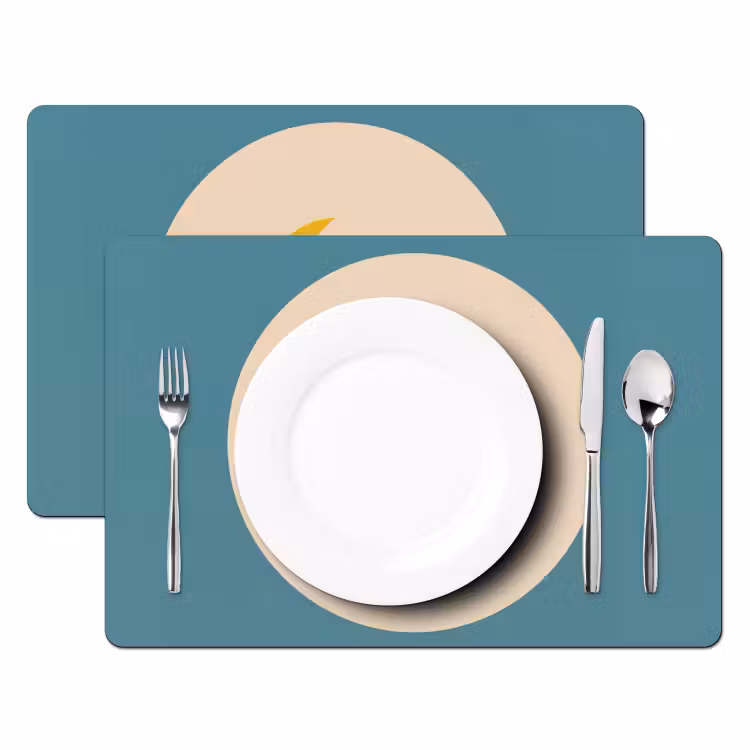 Placemat - 6 stuks - Maan - Wolken - Natuur - Abstract - Geel — 2