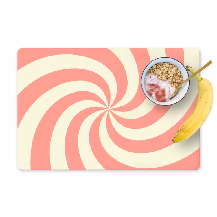 Placemat - 6 stuks - Spiraal - Patroon - Abstract - Roze - Beige — 1