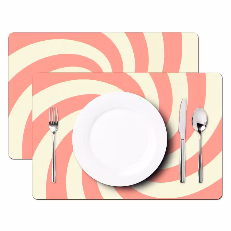 Placemat - 6 stuks - Spiraal - Patroon - Abstract - Roze - Beige — 2