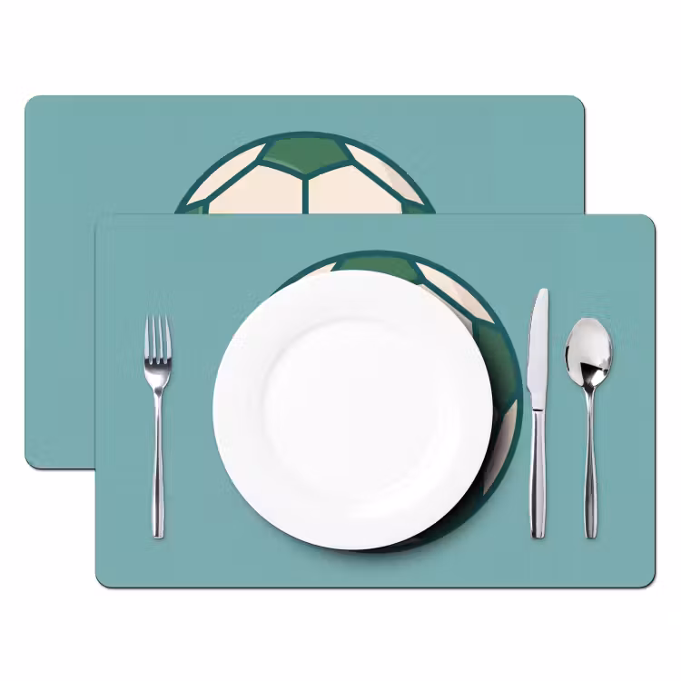 Placemat - 6 stuks - Voetbal - Geometrisch - Sport - Illustratie - Blauwgroen — 2
