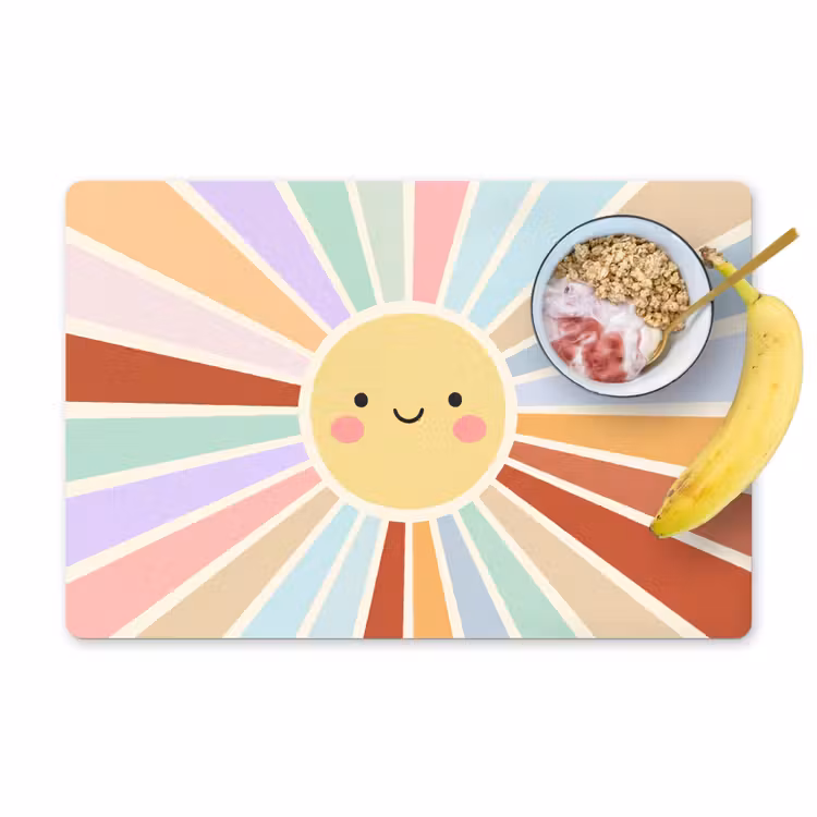 Placemat - 6 stuks - Zon - Stralen - Vrolijk - Kleurrijk - Abstract — 1