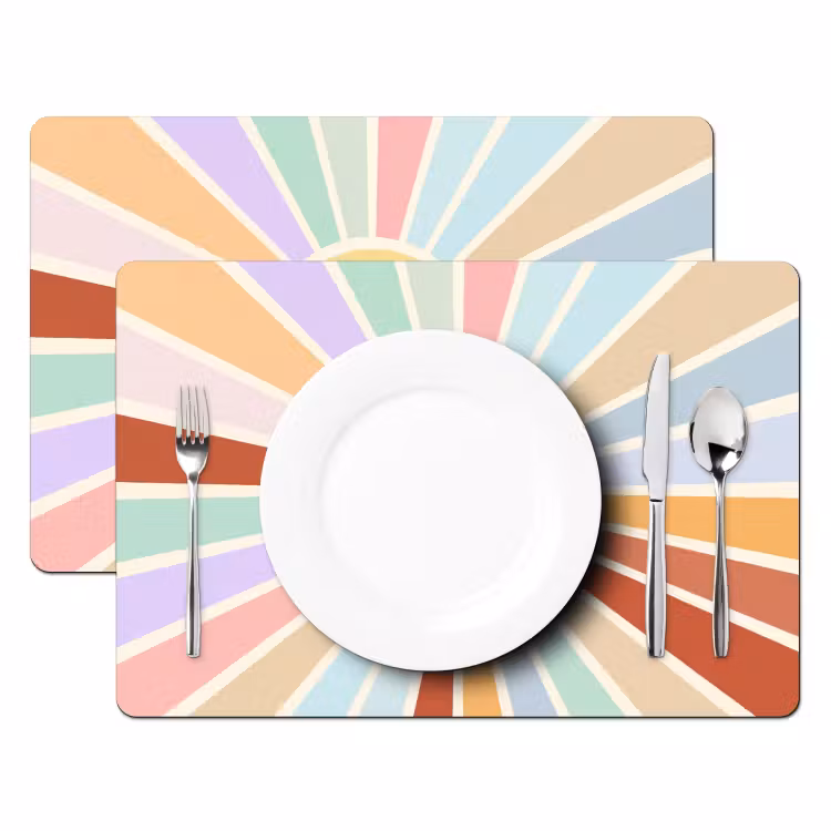 Placemat - 6 stuks - Zon - Stralen - Vrolijk - Kleurrijk - Abstract — 2