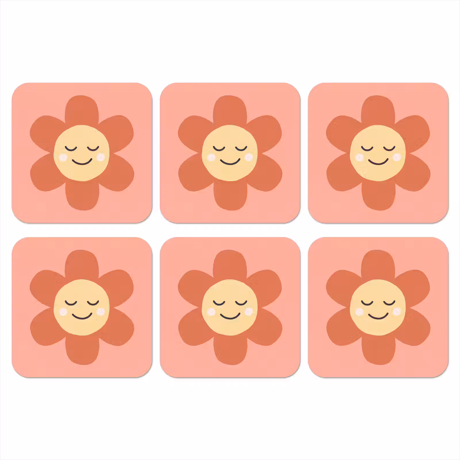 Onderzetter - Bloemen - Tekenfilm - Kind - Roze — 1