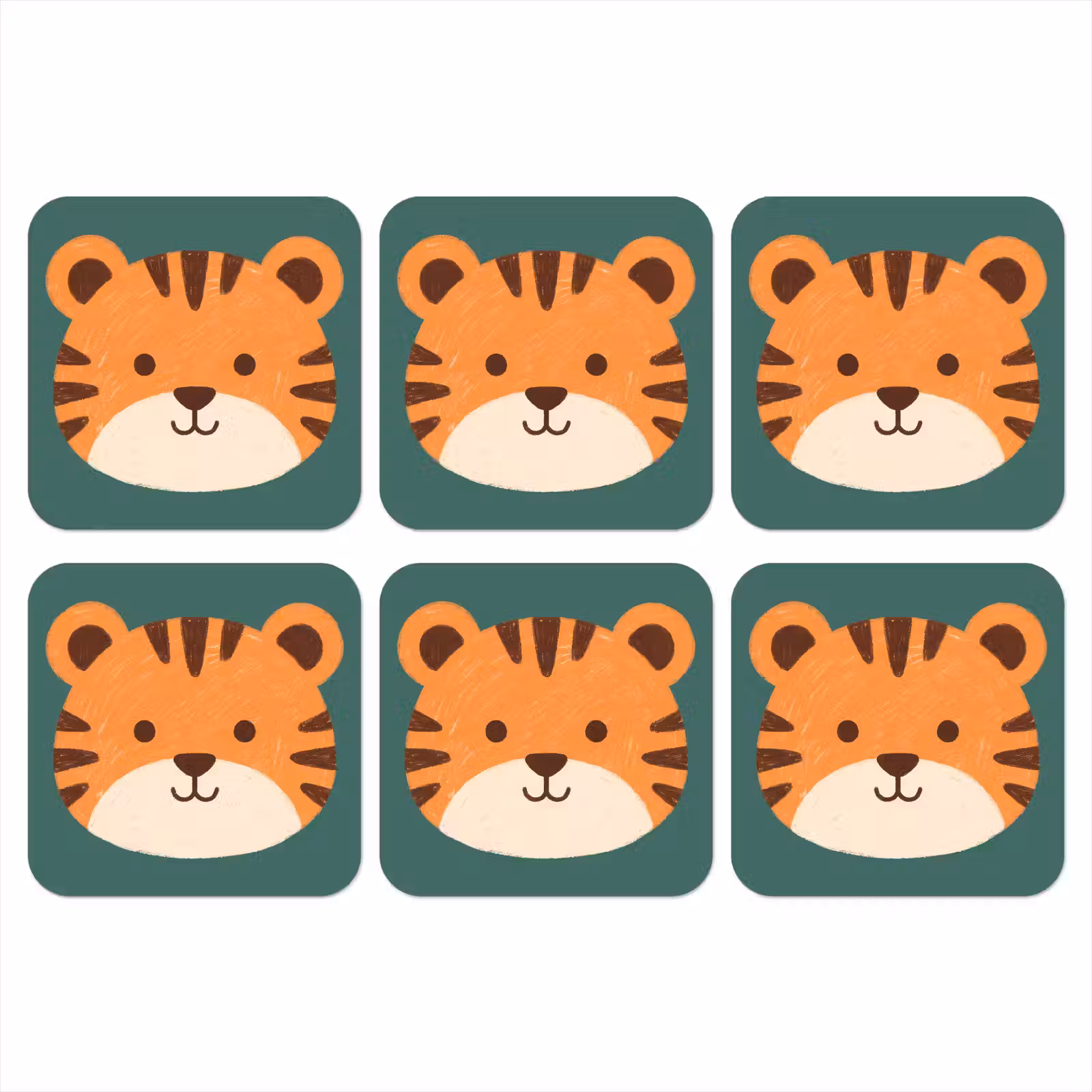 Onderzetter - Dieren - Kop - Oranje - Illustratie - Modern — 1