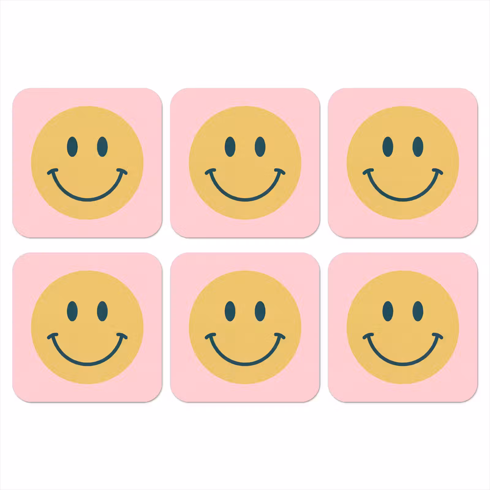 Onderzetter - Smiley - Geel - Roze - Symbool - Minimalistisch — 1