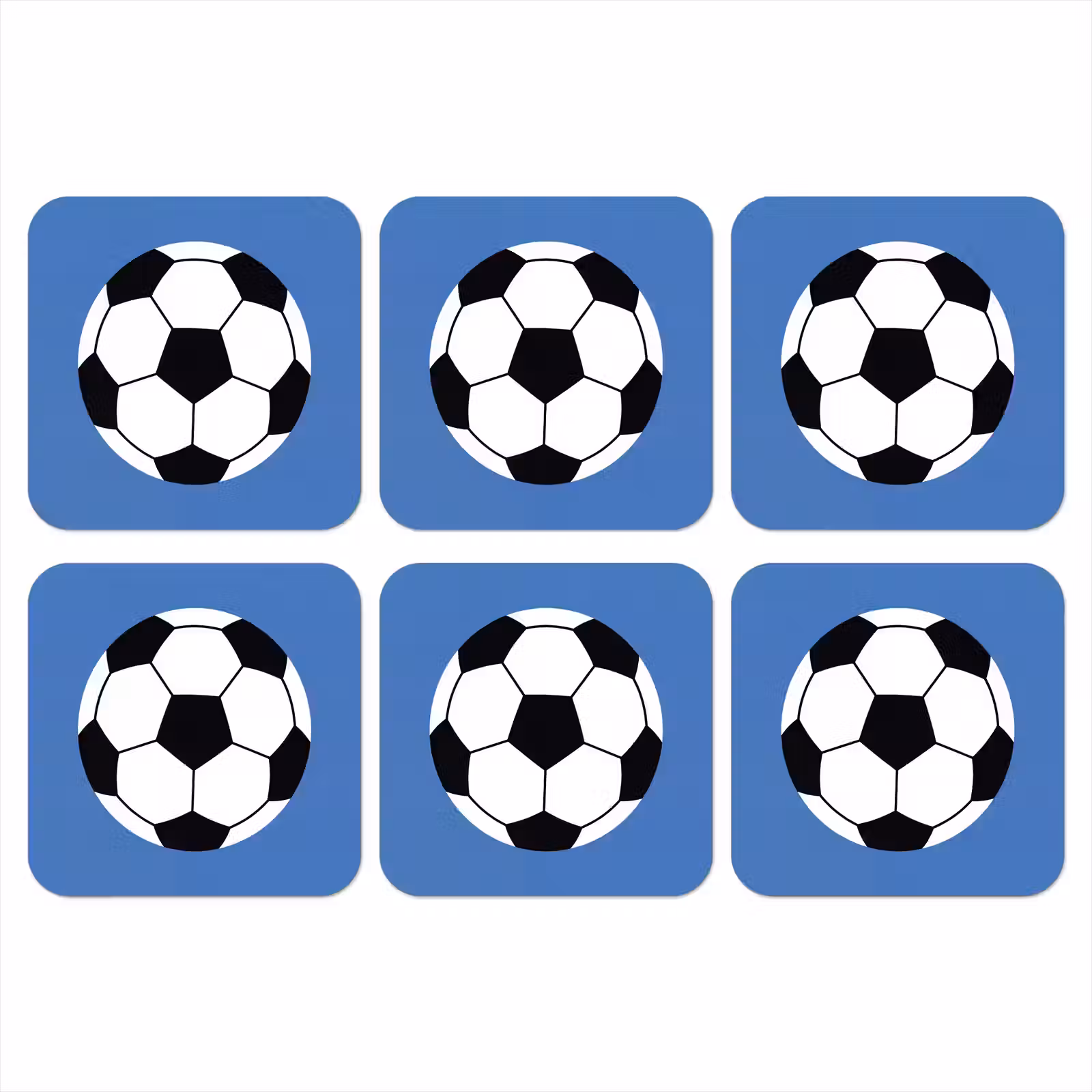 Onderzetter - Voetbal - Zwart-wit - Sport - Illustratie - Blauw — 1