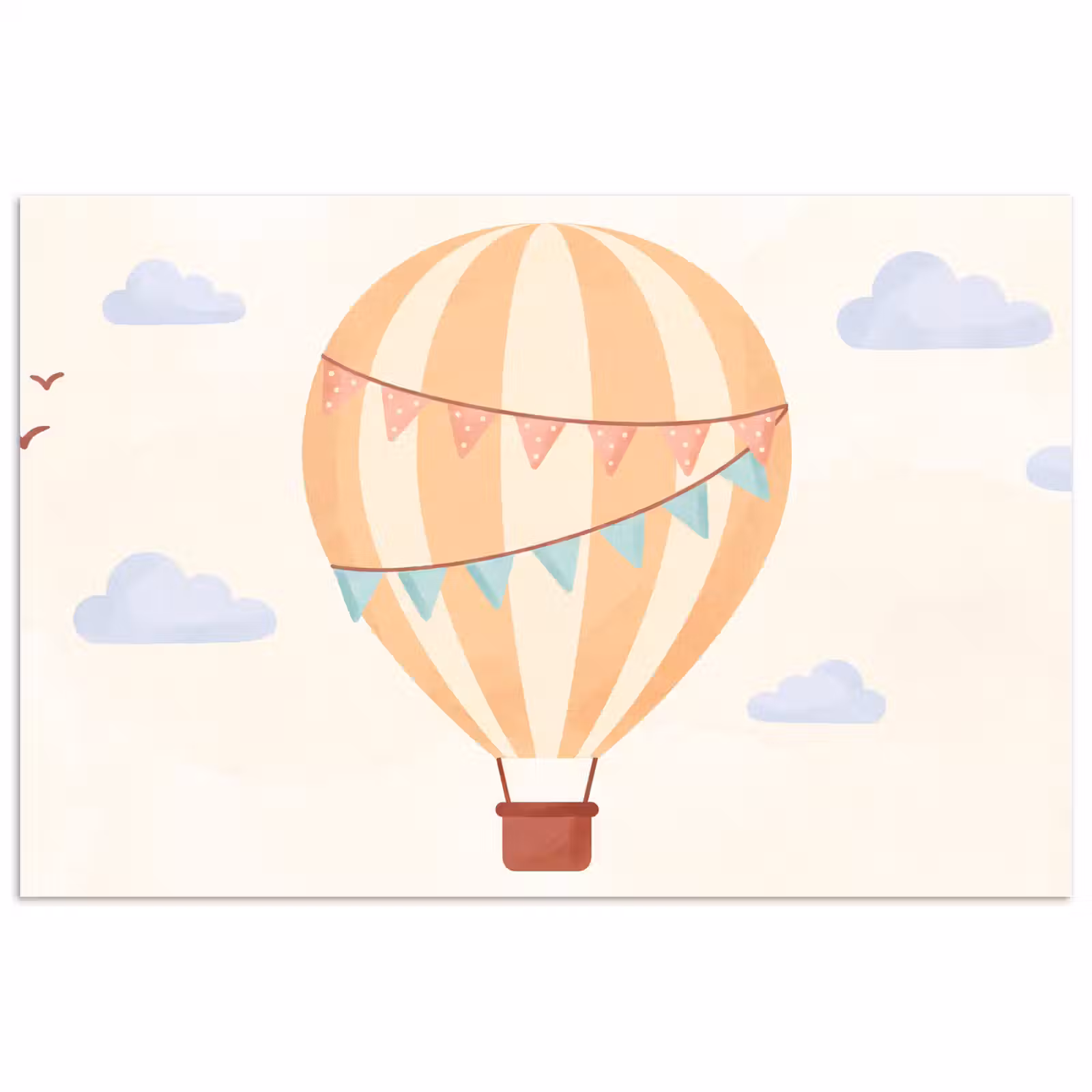 Poster - Luchtballon - Wolken - Illustratie - Zacht - Kinderkamer — 1