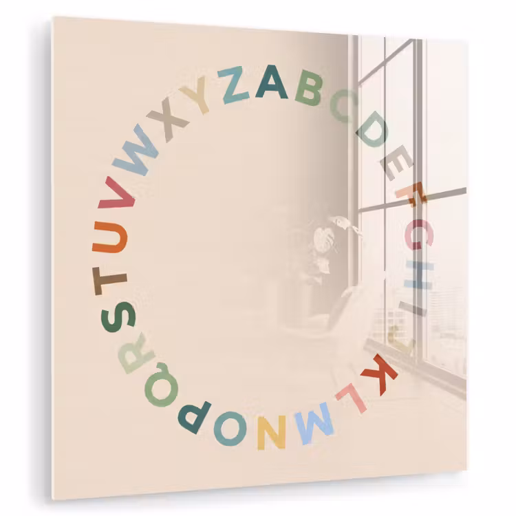 Glas schilderij - Alfabet - Cirkel - Educatie - Speels - Kleurrijk — 1