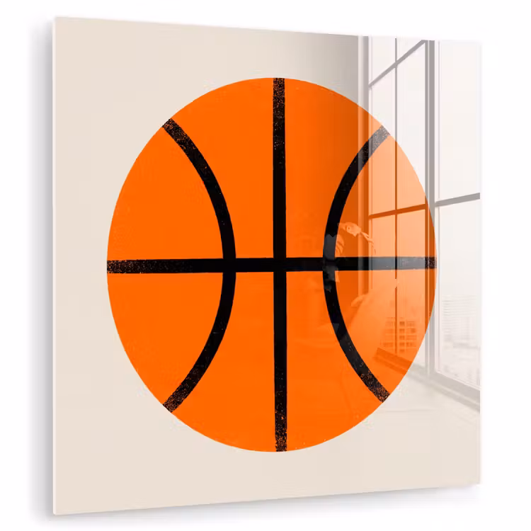 Glas schilderij - Basketbal - Bal - Sport - Illustratie - Oranje — 1