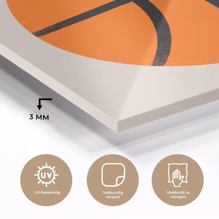 Glas schilderij - Basketbal - Bal - Sport - Illustratie - Oranje — 3