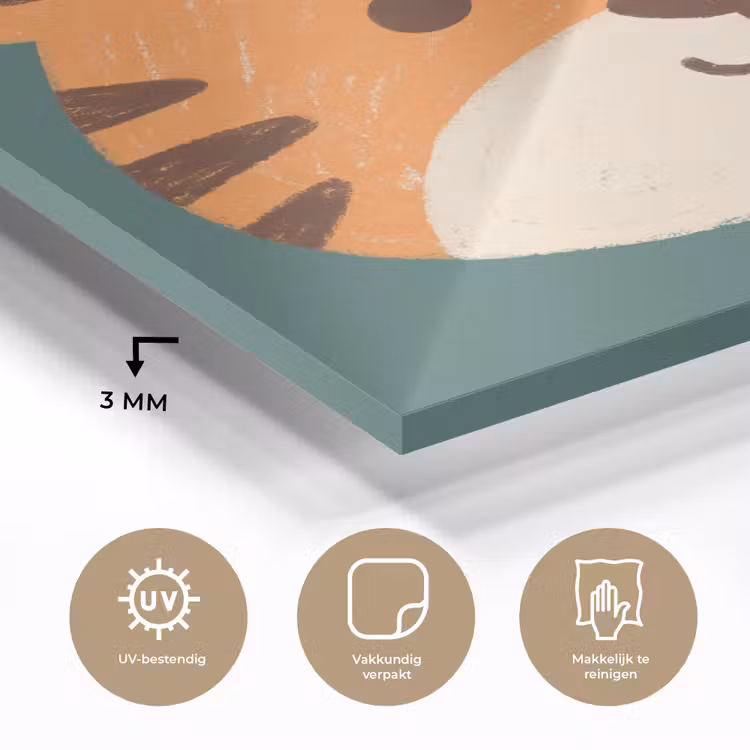Glas schilderij - Dieren - Kop - Oranje - Illustratie - Modern — 3