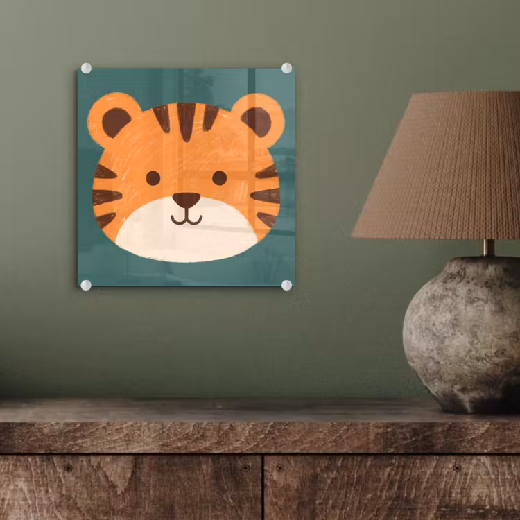 Glas schilderij - Dieren - Kop - Oranje - Illustratie - Modern — 4