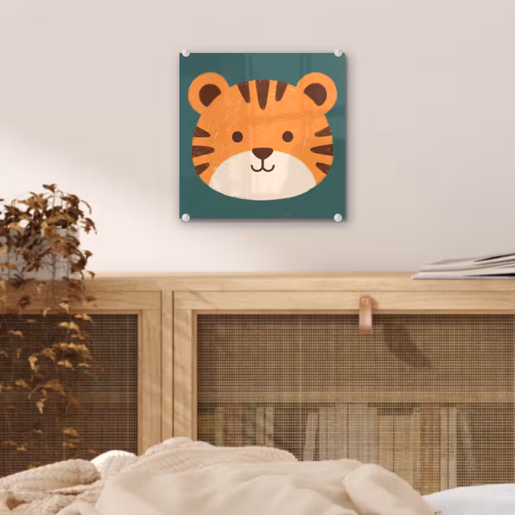 Glas schilderij - Dieren - Kop - Oranje - Illustratie - Modern — 5