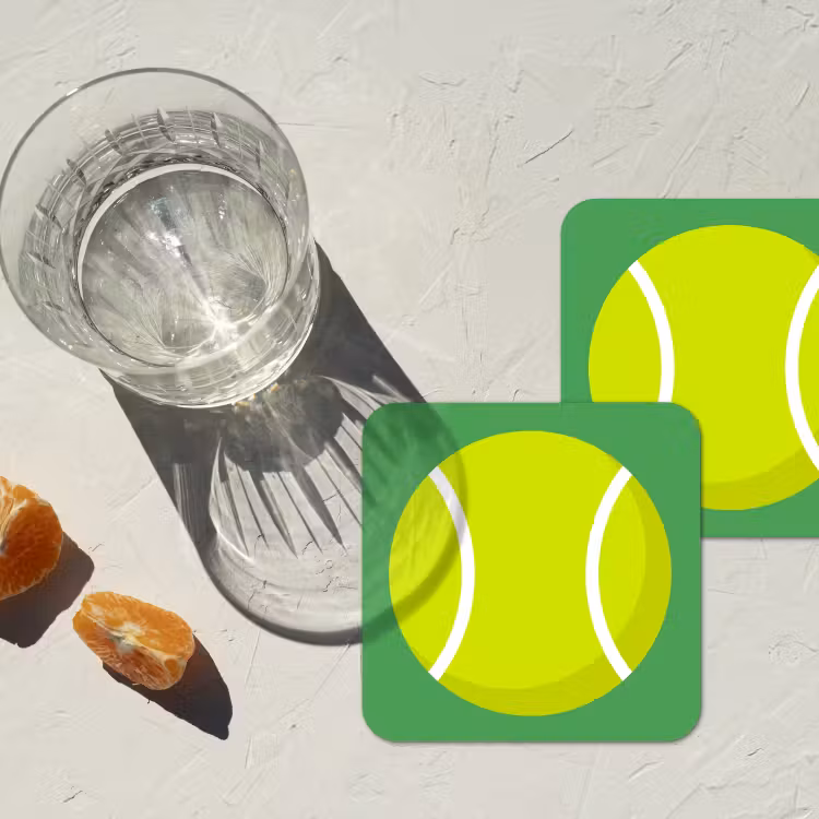 Onderzetter - Bal - Geel - Sport - Groen - Illustratie — 2