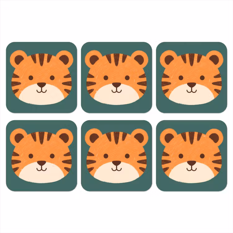 Onderzetter - Dieren - Kop - Oranje - Illustratie - Modern — 1