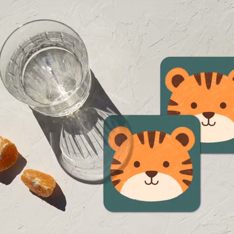 Onderzetter - Dieren - Kop - Oranje - Illustratie - Modern — 2