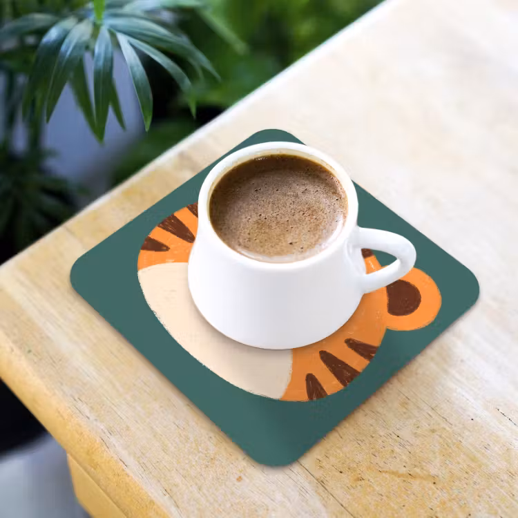 Onderzetter - Dieren - Kop - Oranje - Illustratie - Modern — 3