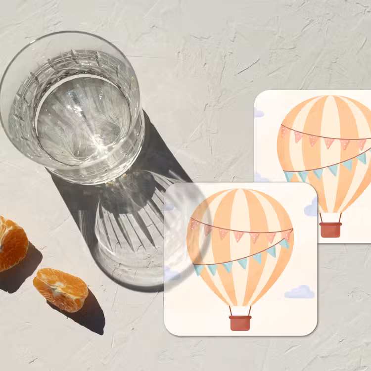 Onderzetter - Luchtballon - Wolken - Illustratie - Zacht - Kinderkamer — 2