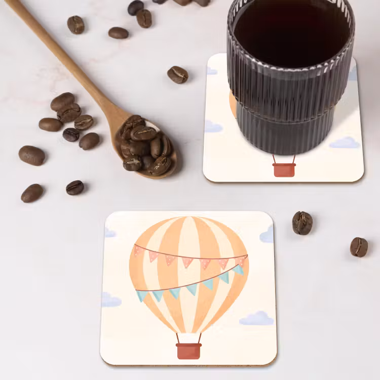 Onderzetter - Luchtballon - Wolken - Illustratie - Zacht - Kinderkamer — 4