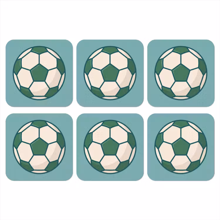 Onderzetter - Voetbal - Geometrisch - Sport - Illustratie - Blauwgroen — 1
