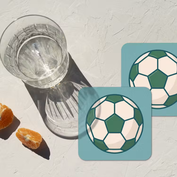 Onderzetter - Voetbal - Geometrisch - Sport - Illustratie - Blauwgroen — 2