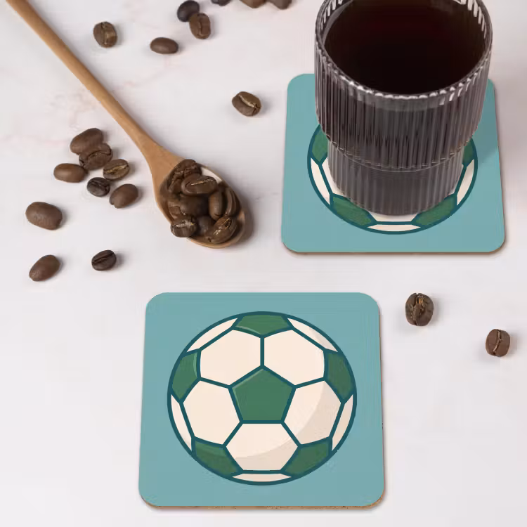 Onderzetter - Voetbal - Geometrisch - Sport - Illustratie - Blauwgroen — 4